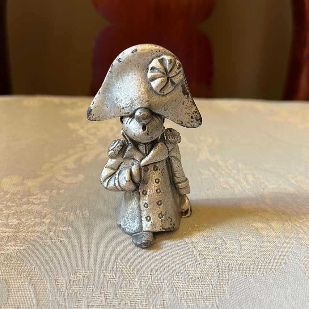 Pewter Italian Napoleon figurine from 1940s, marked, with original sticker